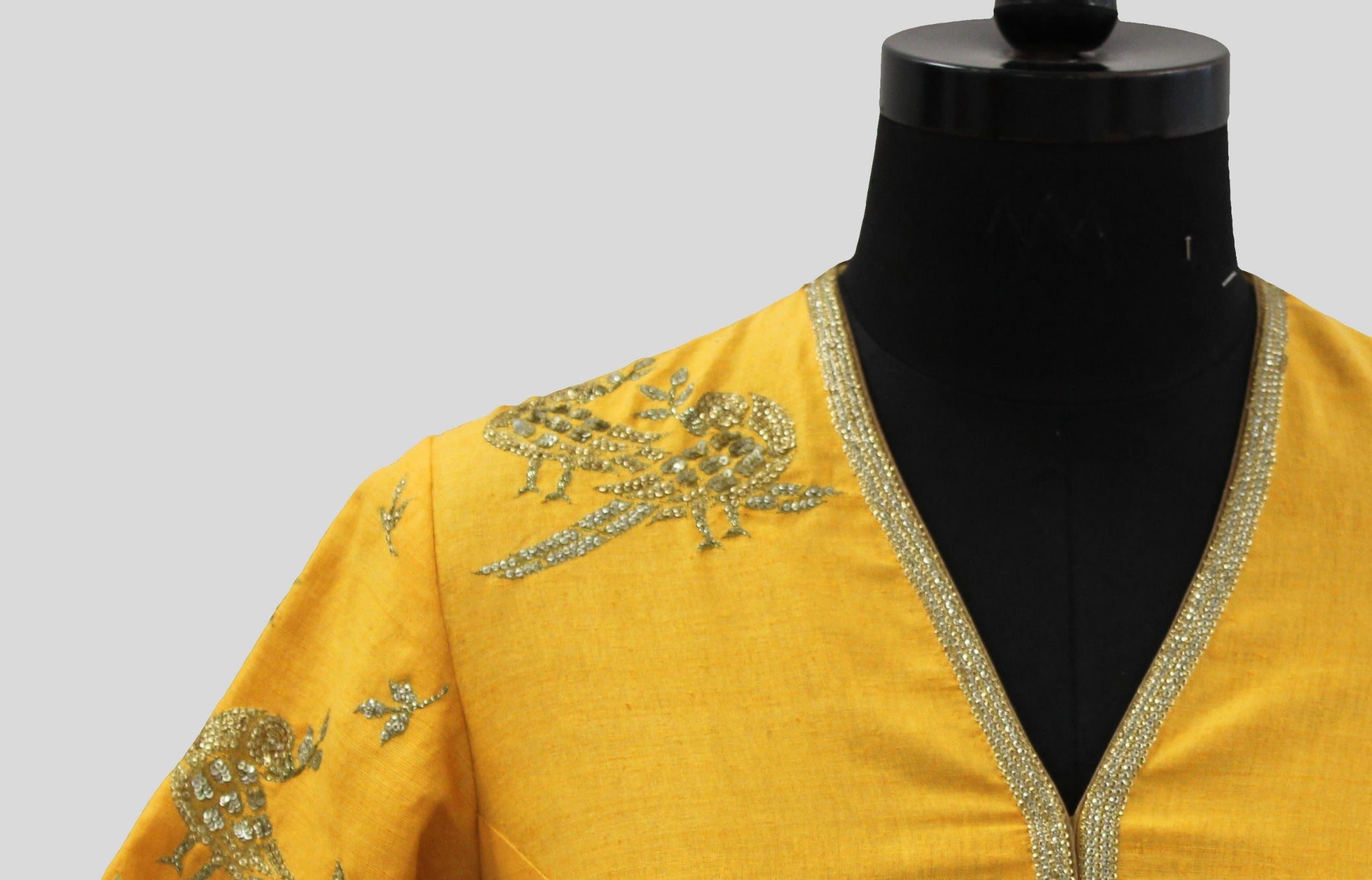 Matka Silk Parrot With Leaf Buti Yellow Blouse