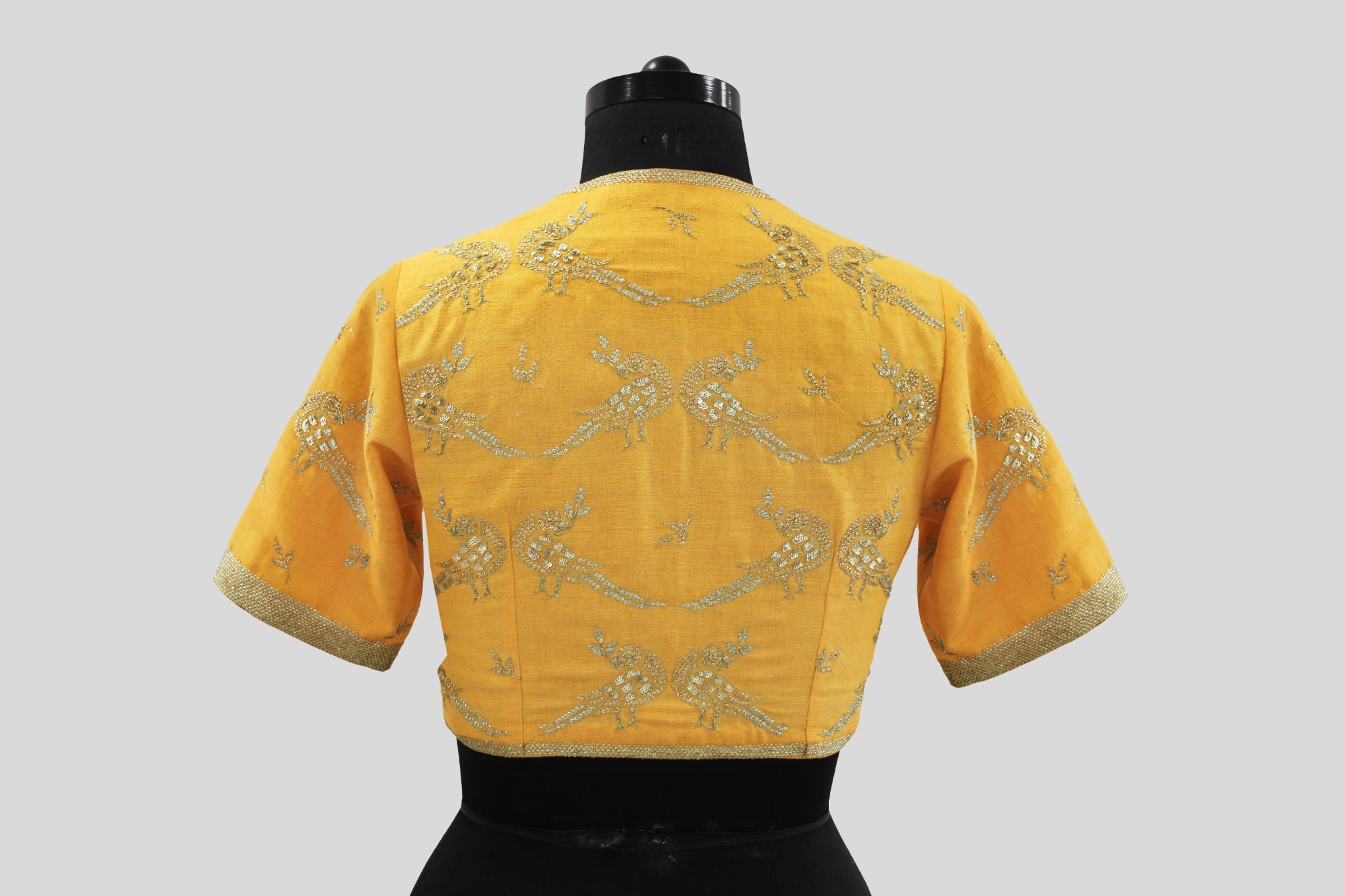 Matka Silk Parrot With Leaf Buti Yellow Blouse