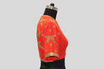 Load image into Gallery viewer, Matka Silk Parrot With Leaf Buti Orange Blouse
