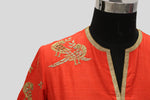 Load image into Gallery viewer, Matka Silk Parrot With Leaf Buti Orange Blouse
