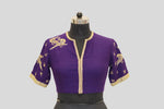 Load image into Gallery viewer, Matka Silk Parrot With Leaf Buti Purple Blouse
