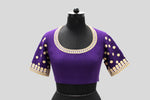 Load image into Gallery viewer, Matka Gota Patti Round Buti With Flower Broder Purple Blouse
