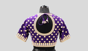 Matka Gota Patti Round Buti With Flower Broder Purple Blouse