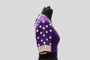 Matka Gota Patti Round Buti With Flower Broder Purple Blouse