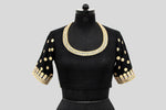 Load image into Gallery viewer, Matka Gota Patti Round Buti With Flower Broder Black Blouse
