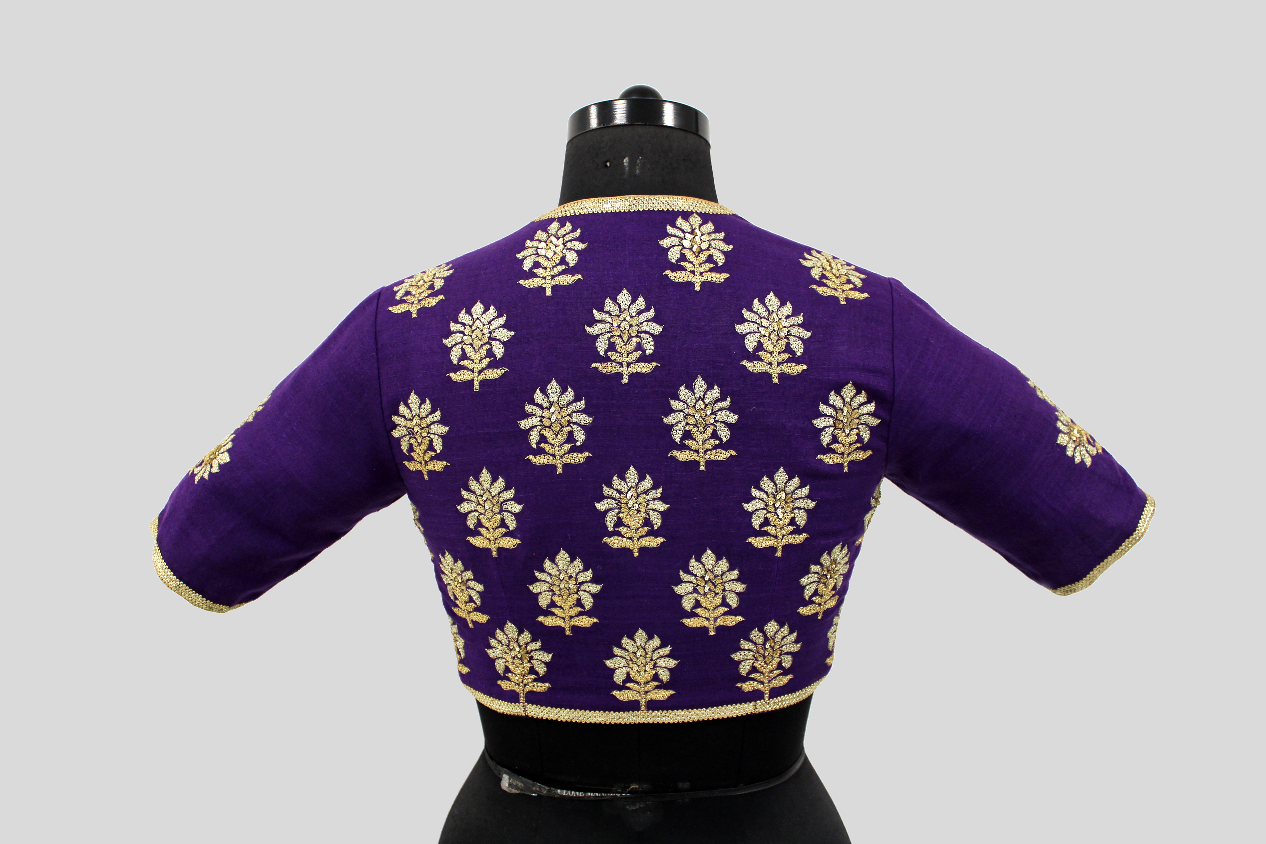 Matka Silk Big Flower Buta Purple Blouse