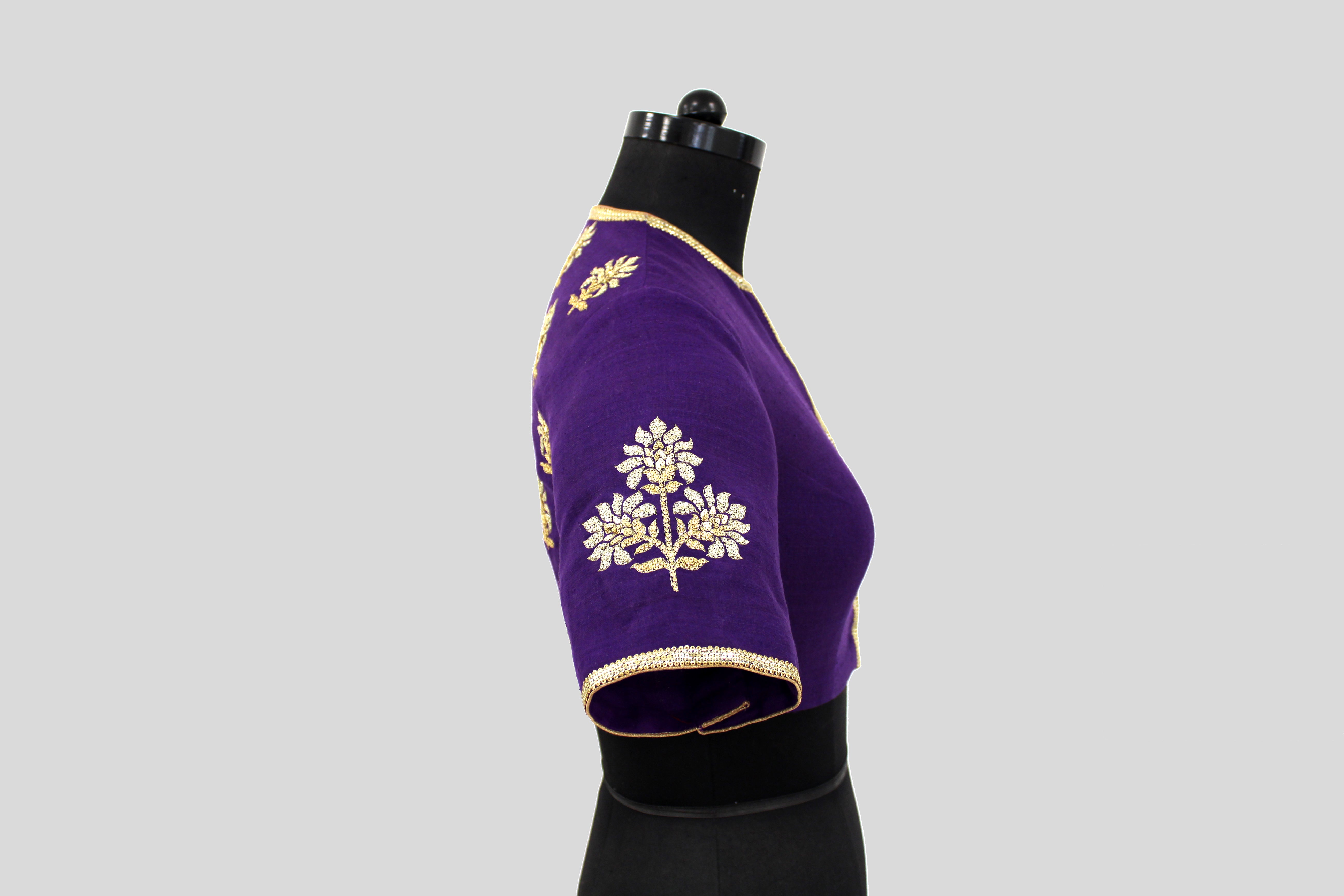 Matka Silk Big Flower Buta Purple Blouse