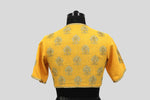 Load image into Gallery viewer, Matka Silk Big Flower Buta Yellow Blouse
