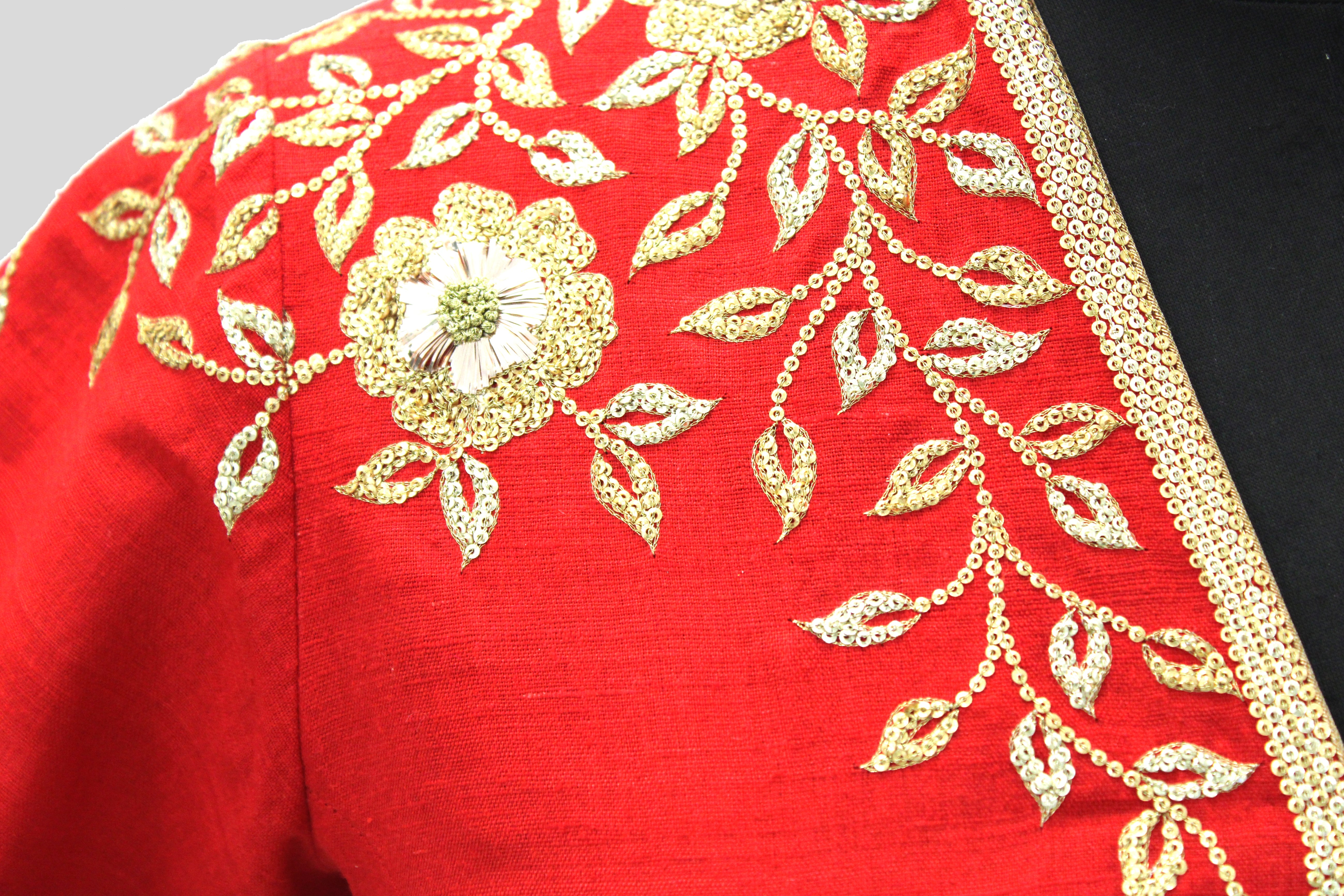 Dupion Silk Rose Jaal All Over Placement Embroidery Red Blouse