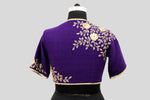 Load image into Gallery viewer, Dupion Silk Rose Jaal Embroidery Purple Blouse
