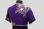 Load image into Gallery viewer, Dupion Silk Rose Jaal Embroidery Purple Blouse
