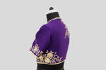 Load image into Gallery viewer, Dupion Silk Rose Jaal Embroidery Purple Blouse
