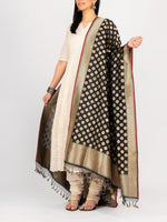 Load image into Gallery viewer, Benaras Silk Black Woven Dupatta
