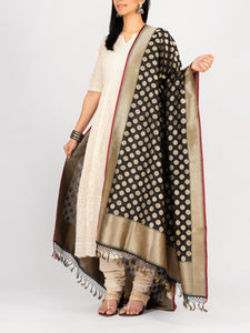 Benaras Silk Black Woven Dupatta