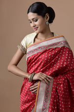 Load image into Gallery viewer, Nargis Fakhri in our Banarasi Silk Paithani Border....
