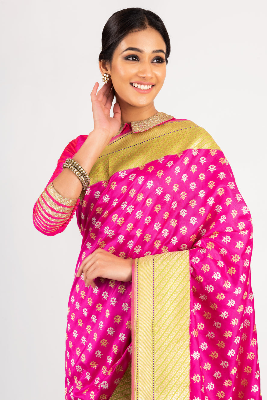 Benaras Silk Guthwa Flower Buti Saree