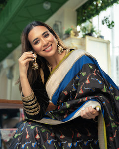 Benaras Silk Sankranti Kites Motif Saree