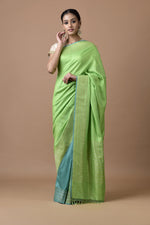 Load image into Gallery viewer, Benaras Cotton Silk 3 colour Patli Pallu Saree
