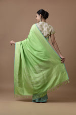 Load image into Gallery viewer, Benaras Cotton Silk 3 colour Patli Pallu Saree
