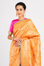 Load image into Gallery viewer, Benaras Silk Parrot with Anaar Jaal Orange Saree
