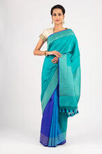 Load image into Gallery viewer, Benaras Cotton Silk 3 colour Patli Pallu Saree
