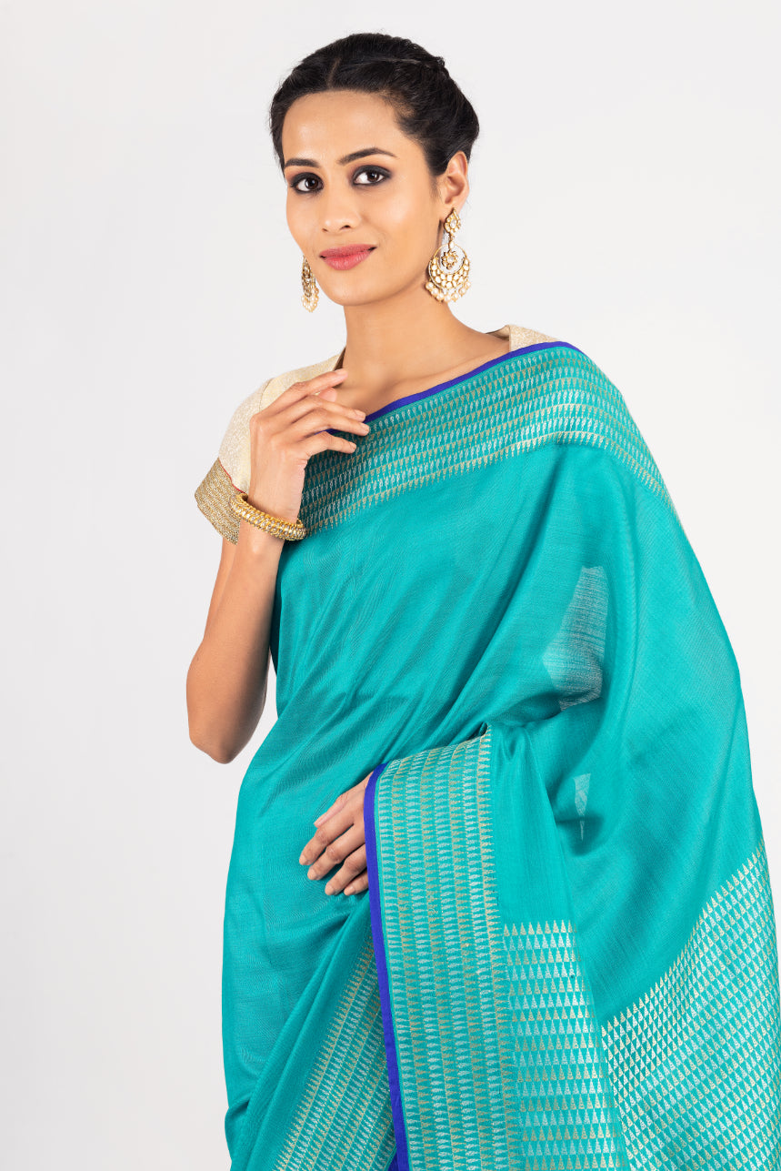 Benaras Cotton Silk 3 colour Patli Pallu Saree