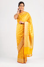 Load image into Gallery viewer, Benaras Silk Double Colour Geometrical Jaal Saree
