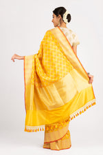 Load image into Gallery viewer, Benaras Silk Double Colour Geometrical Jaal Saree
