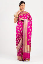 Load image into Gallery viewer, Benaras Silk Umbrella Motif Magenta Saree
