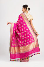 Load image into Gallery viewer, Benaras Silk Umbrella Motif Magenta Saree
