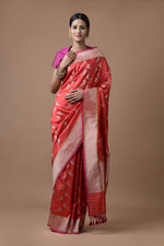 Load image into Gallery viewer, Benaras Silk Parrot Zari With Badla Meena Saree
