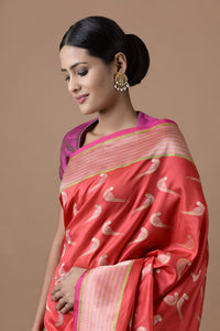 Benaras Silk Parrot Zari With Badla Meena Saree