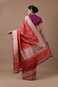 Benaras Silk Parrot Zari With Badla Meena Saree