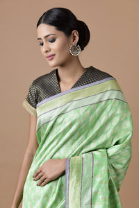 Benaras Silk Silver / Gold Double Leaf Motif Saree