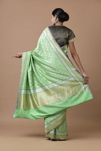 Benaras Silk Silver / Gold Double Leaf Motif Saree
