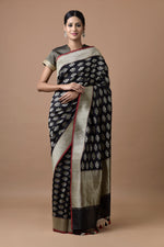 Load image into Gallery viewer, Benaras Silk Jhumka Buti Silver Gold Saree

