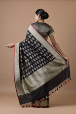 Load image into Gallery viewer, Benaras Silk Jhumka Buti Silver Gold Saree
