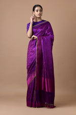 Load image into Gallery viewer, Benaras Satin Bird On Tree Saree
