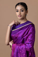 Load image into Gallery viewer, Benaras Satin Bird On Tree Saree

