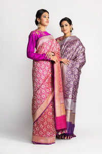 Benaras Silk Flower Hexagon Jaal Saree