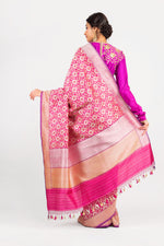 Load image into Gallery viewer, Benaras Silk Flower Hexagon Jaal Saree
