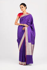 Load image into Gallery viewer, Benaras Silk Parrot Jaal Satin Saree
