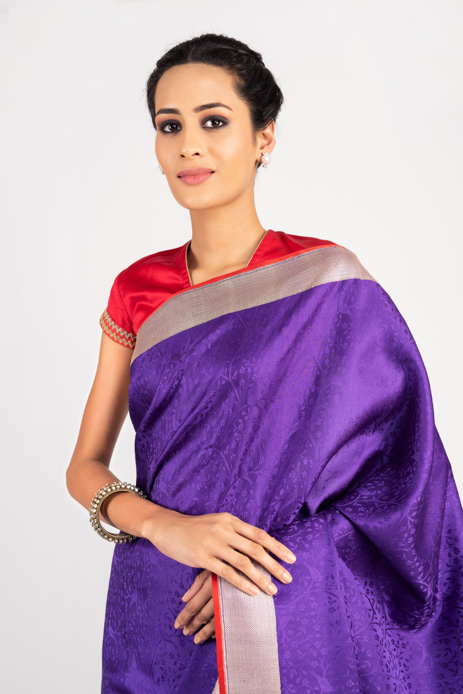 Benaras Silk Parrot Jaal Satin Saree