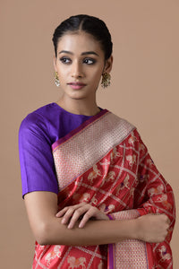 Benaras Silk Chetak Jaal Red Saree