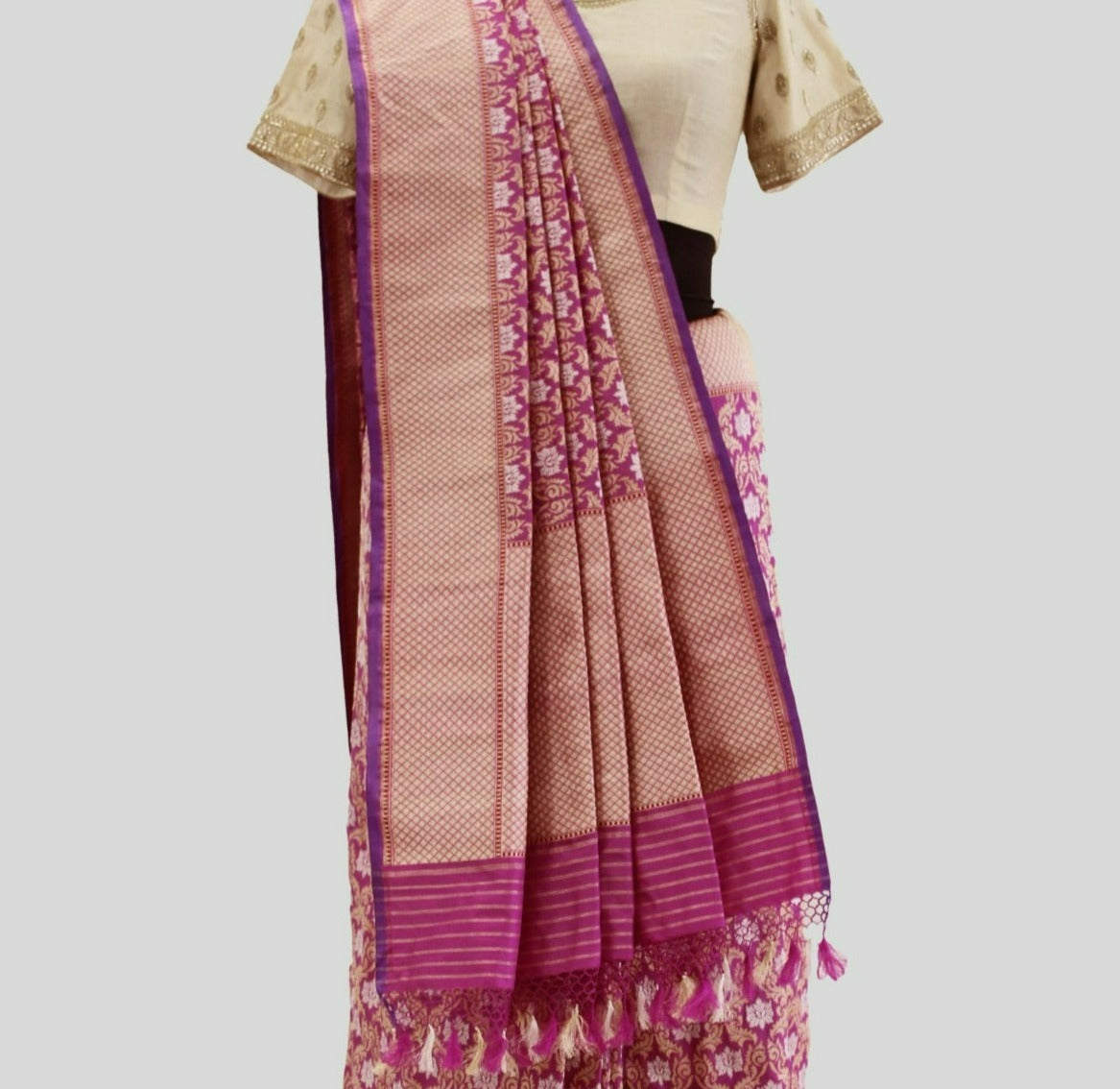Benaras Silk Ultakatori Jaal Saree