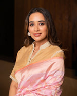 Load image into Gallery viewer, Tissue Chanderi Pearl Tikka Buti Beige Blouse Blouse
