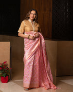 Load image into Gallery viewer, Tissue Chanderi Pearl Tikka Buti Beige Blouse Blouse

