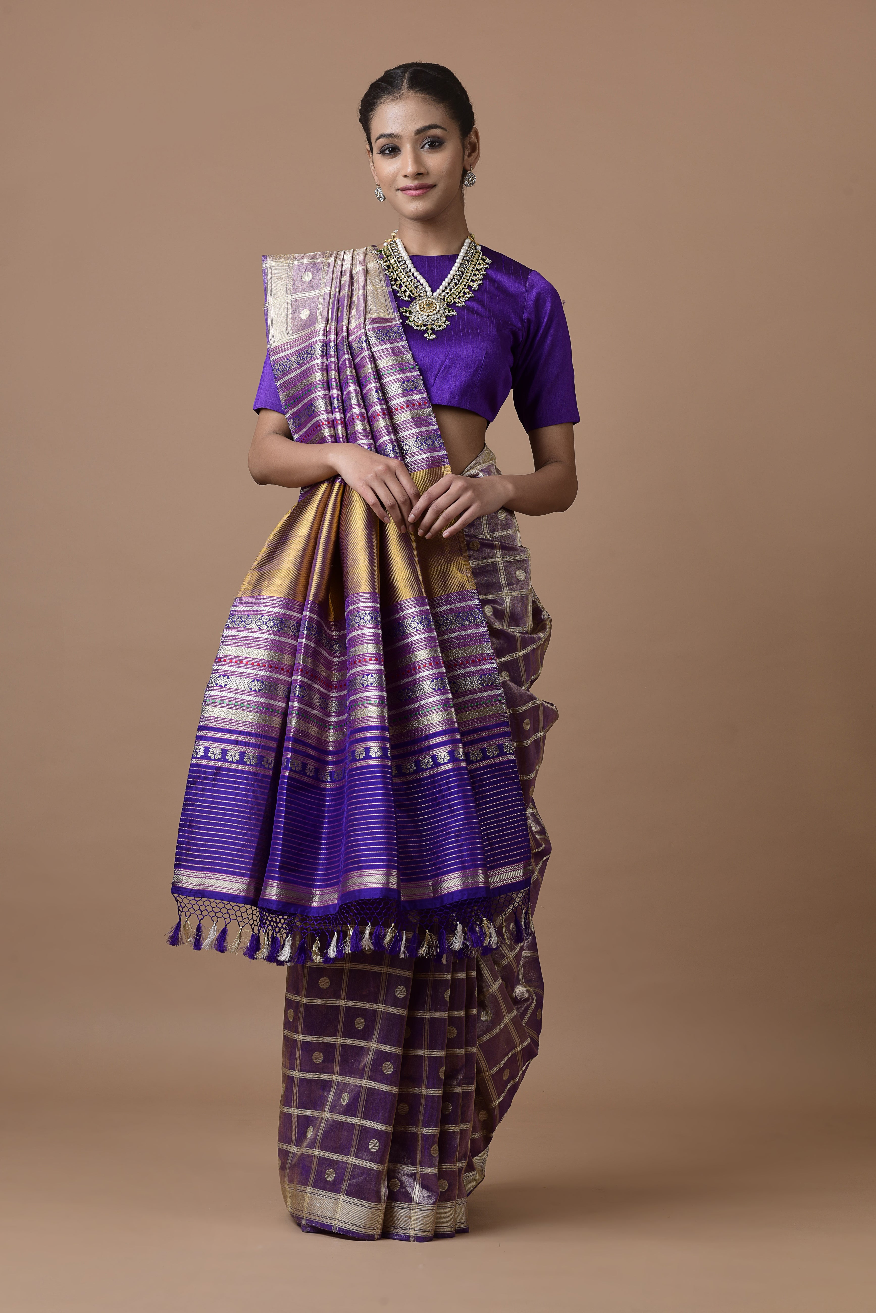 Benaras Tissue Charkhana With Ginni Buti Saree