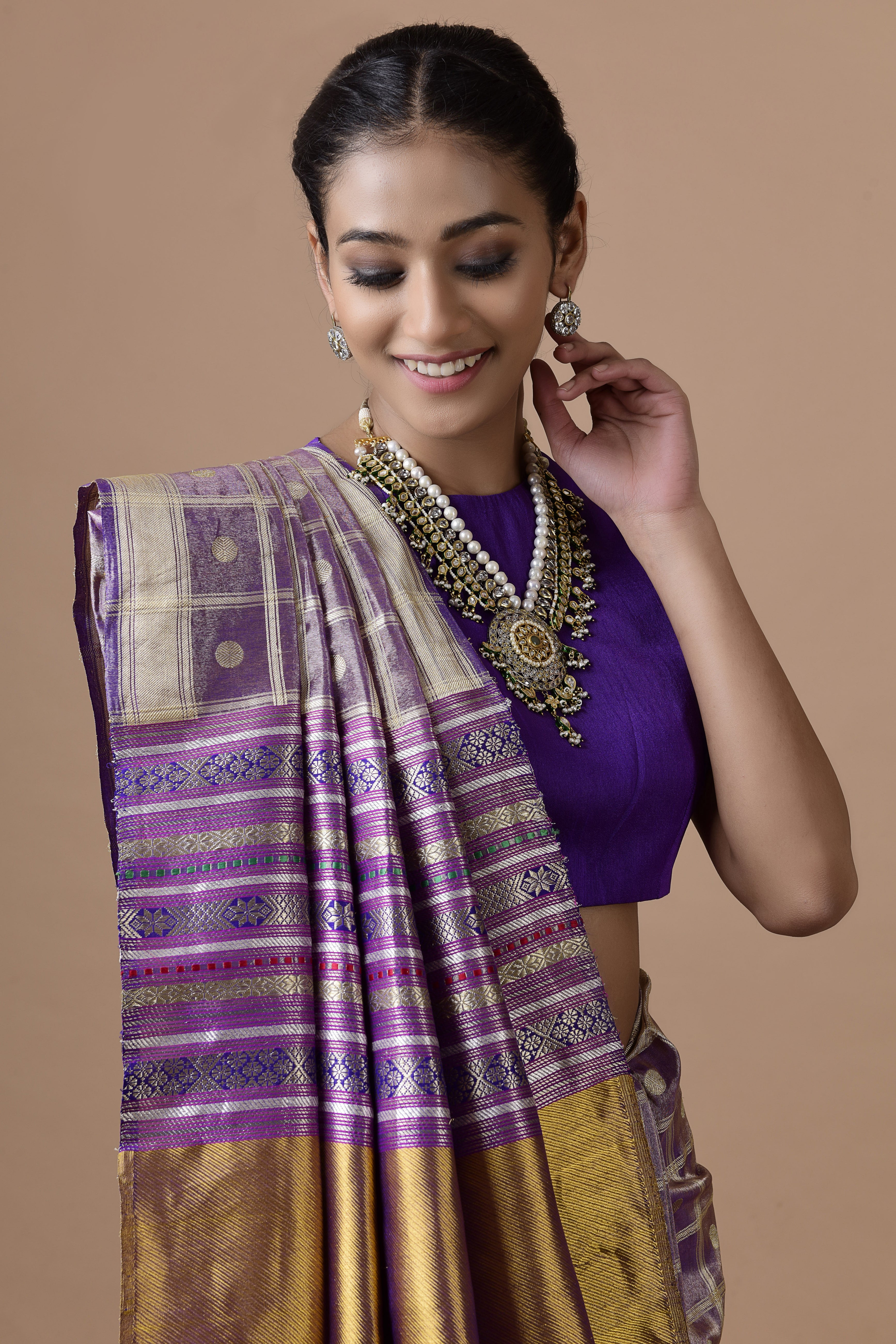 Benaras Tissue Charkhana With Ginni Buti Saree