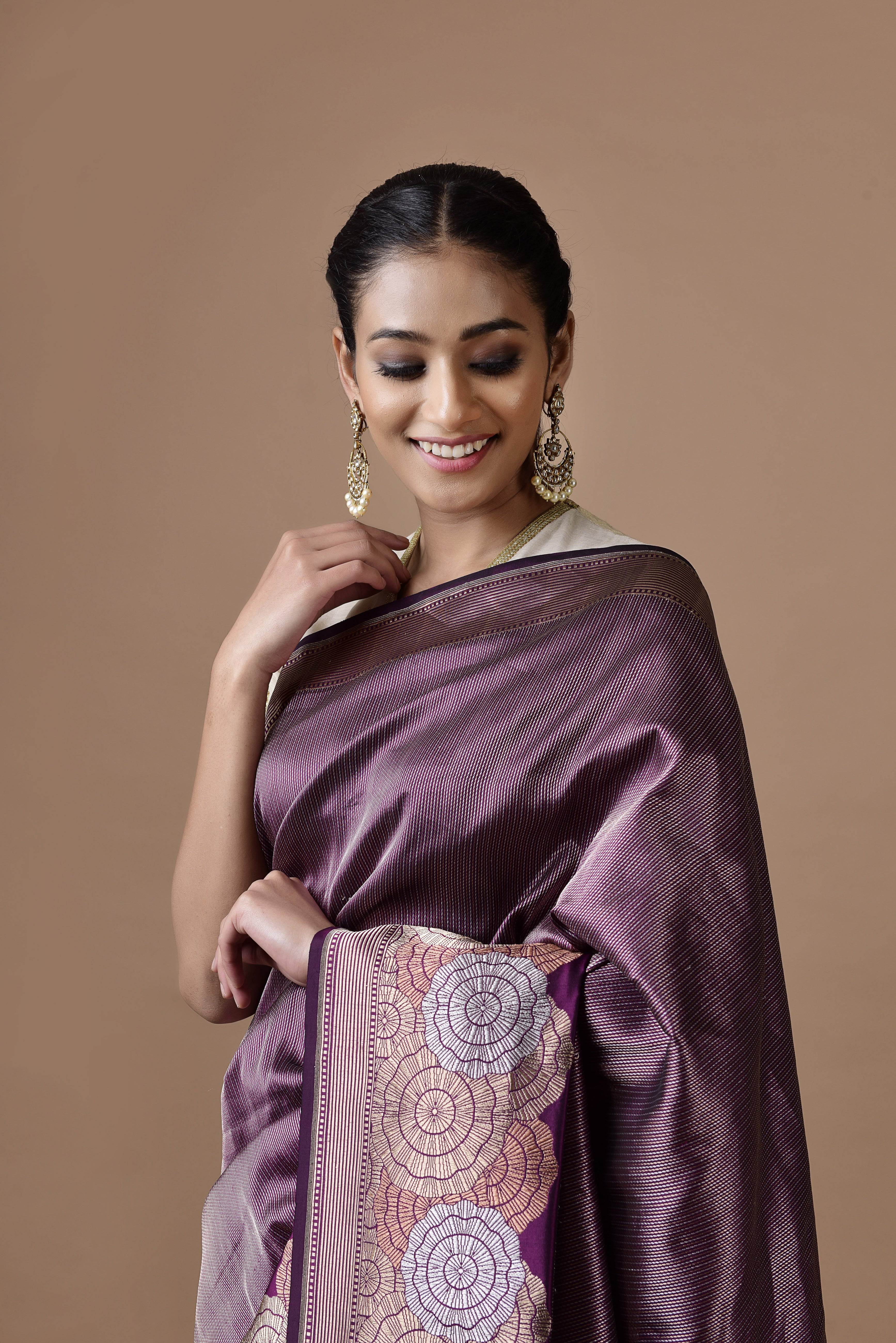 Banaras Silk Geometrical Circles Skirt Broder Saree